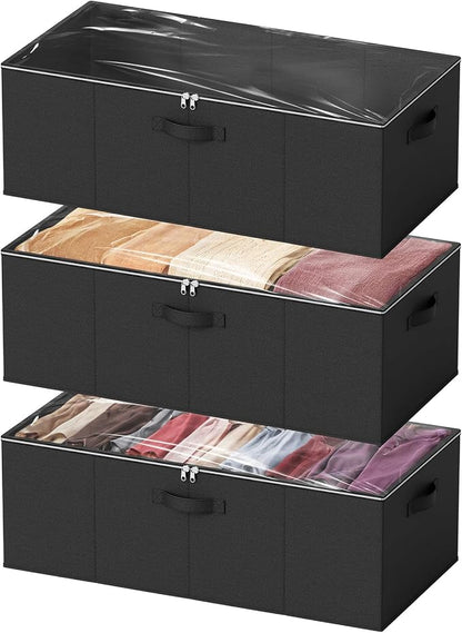 SpaceAid 3 Pack 10" High Under Bed Storage Containers, Large Underbed Storage by SpaceAid
