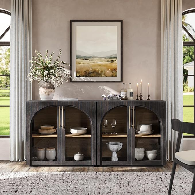 Buffet Cabinet with Glass Doors, Adjustable Shelves, Mid-Century Modern by MorganBrig