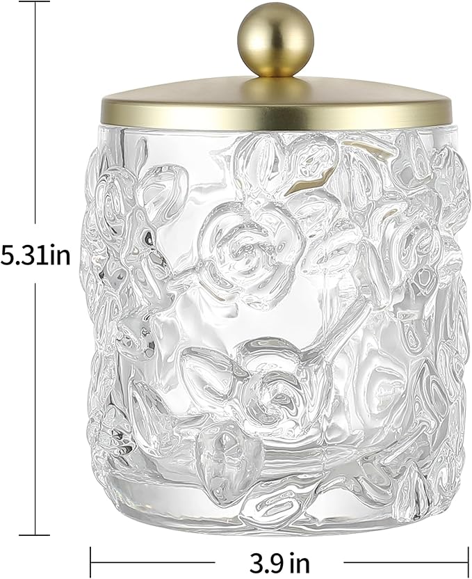 Clear Transparent Apothecary Floral Embossed Glass Jar - Image 2