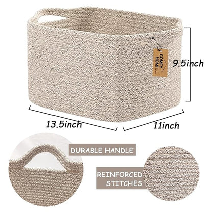 COMFY-HOMI Storage Basket for Shelves, Woven Baskets for Storage, Cotton Rope - Image 4