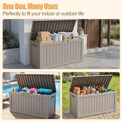 Outdoor Storage Box, 100 Gallon Resin Deck Box, Indoor Outdoor Waterproof - Image 3