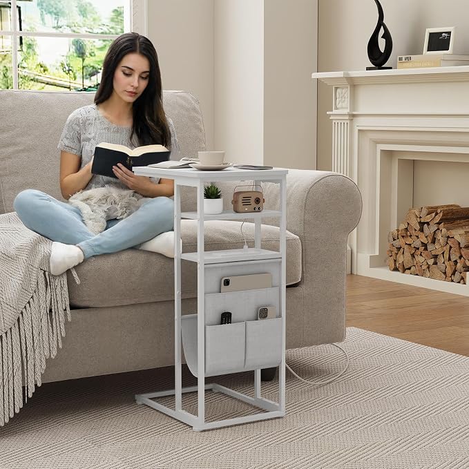 C Shaped End Table with Charging Station, Under Couch Table C-Shaped End Table - Image 5