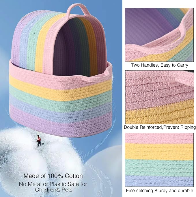 DUHEL Cotton Rope Woven Storage Basket, Used - Image 4