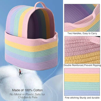 DUHEL Cotton Rope Woven Storage Basket, Used - Image 4