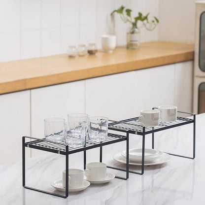 2 Pack Kitchen Cabinet Shelf Counter Organizer Rack Pantry Storage Bathroom - Image 2