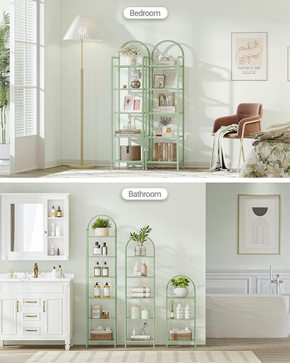 Hzuaneri Bookcase Bookshelf, Tempered Glass Bookshelves | Slim Shelving Unit - Image 5