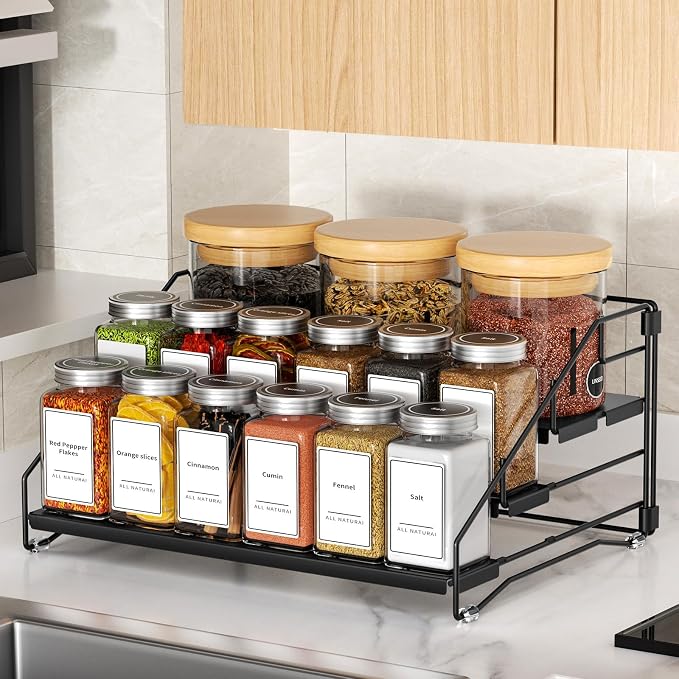 4 Tier Spice Rack for Cabinet, Spice Rack Organizer, Depth Adjustable Spice - Image 6