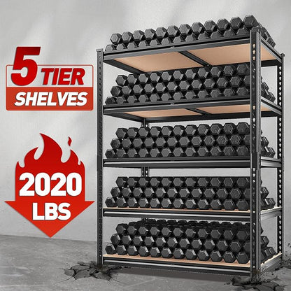 REIBII 2020LBS Storage Shelves 5 Tier Garage Shelving Heavy Duty, Adjustable - Image 2