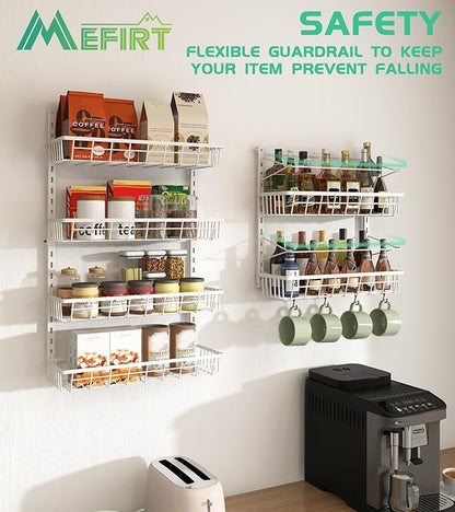 Mefirt Over The Door Pantry Organizer, Wall Mount Spice Rack 6-Tier White | - Image 4