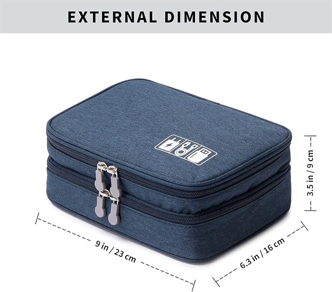 Lanola Travel Cable Organizer Bag, Electronic Accessories Case Portable Double - Image 2