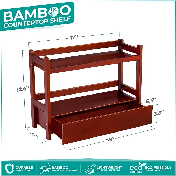Sorbus Bamboo Bathroom Counter Organizer – 2-Tier Shelf - Image 3
