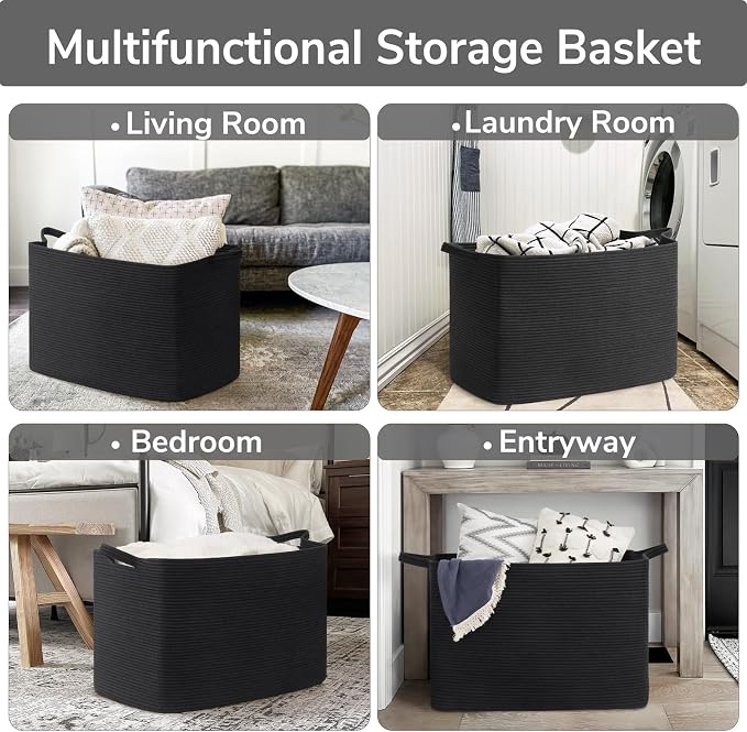 Goodpick Large Woven Storage Basket, 105L Extra Large Blanket Basket - Image 4