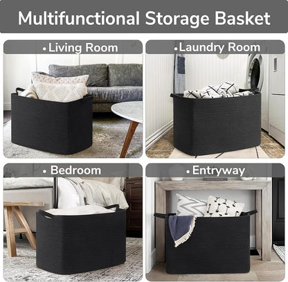 Goodpick Large Woven Storage Basket, 105L Extra Large Blanket Basket - Image 4