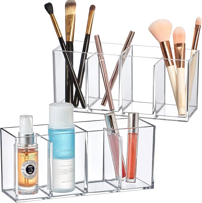 Amazing Abby - Glamour - 2-Pack Acrylic 4-Compartment Makeup Organizer by AmazingAbby