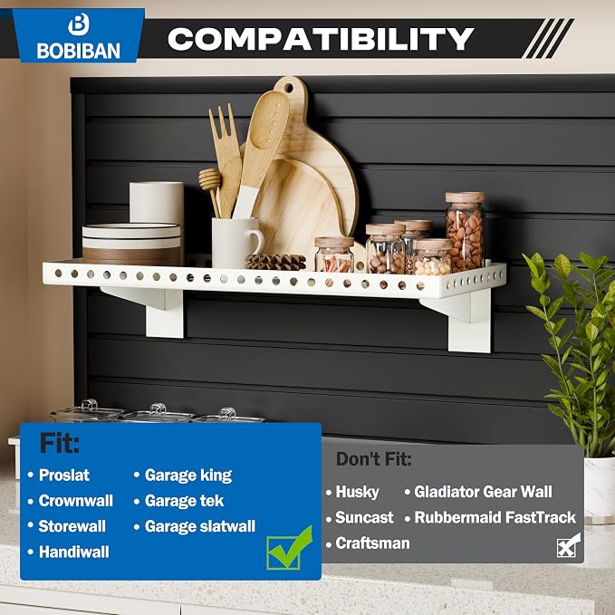 4 Pack Slatwall Shelves, Heavy Duty White Metal Slat Wall Shelf - Image 5