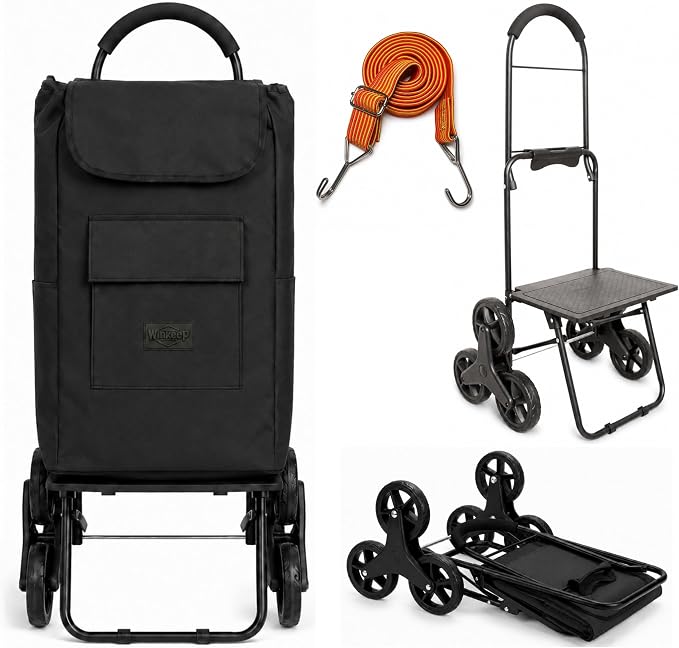 Shopping Cart, Super Loading Stair Climber 220 lbs Capacity, Grocery Foldable by winkeep