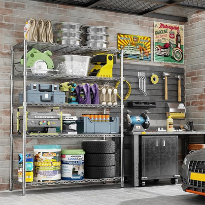 Storage Shelves Heavy Duty, 5-Tier Adjustable Metal Industrial Utility Shelf - Image 2