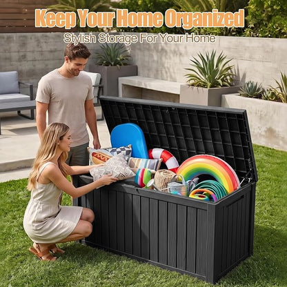 230 Gallon Outdoor Storage Box, Large Resin Deck Box, Waterproof Lockable - Image 7
