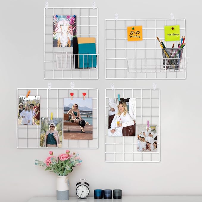 ODOXIA 4-Pack Wire Wall Grid Panel | Photo Grid Wall Decor | Metal Grid Board by Odoxia