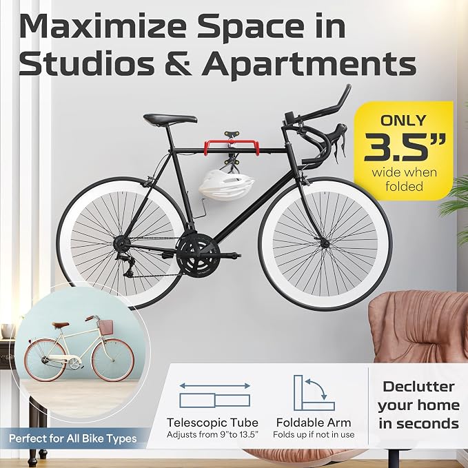 2 Pack Wall Mount Bike Rack Garage - Image 2