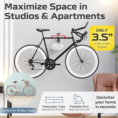 2 Pack Wall Mount Bike Rack Garage - Image 2