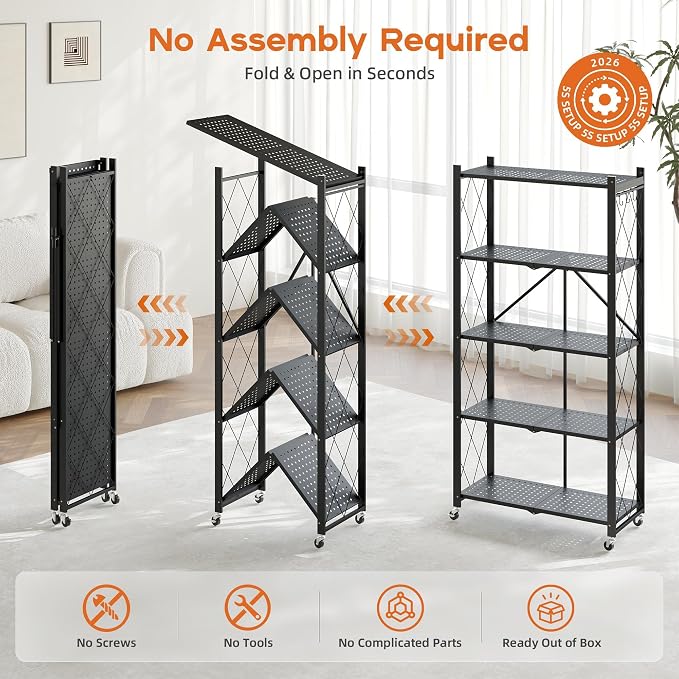 Fenbeli Foldable Shelves with Wheels - Image 7
