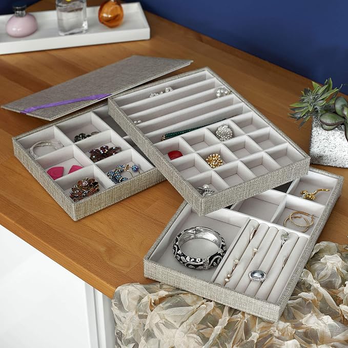 Household Essentials Stackable Jewelry Trays, 3 Varieties, Space - Image 10