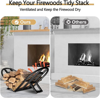 Lilybud--lily Firewood Rack Outdoor Indoor, Foldable Wood Rack Metal Firewood - Image 4