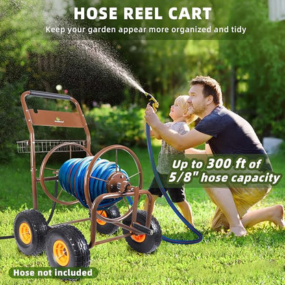 2025 Upgrade Hose Reel Cart, Hold Up to 300 ft of 5/8'', Garden Hose Cart - Image 2