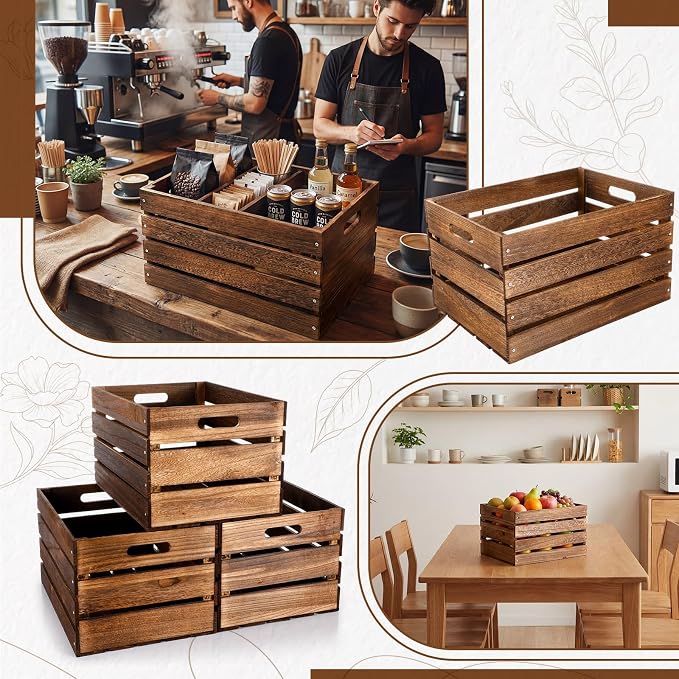 Weysat 3 Pack Large Wood Crates Box - Image 3