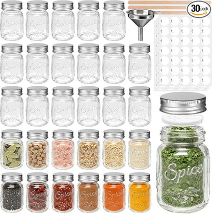 30 Pack 4oz Round Glass Spice Jars by SZUAH