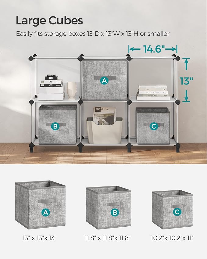 SONGMICS 6 Cube Storage Organizer, Modular Bookshelf, DIY Closet Organizers and - Image 5