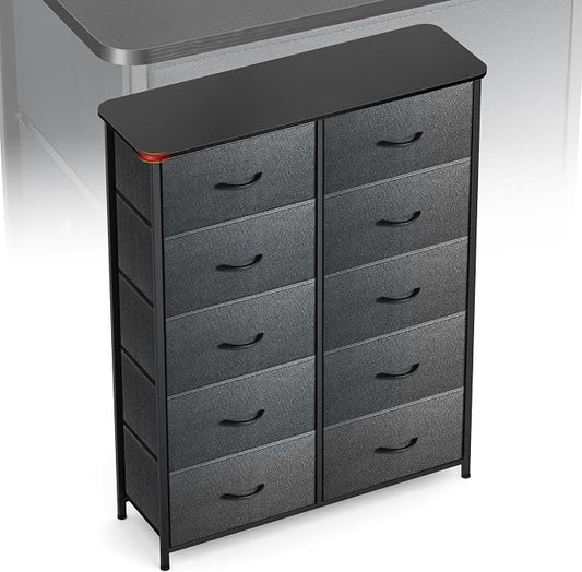 Curved Profile Dresser for Bedroom, Chest of Drawers, 10 Storage Drawers by Sonharlar