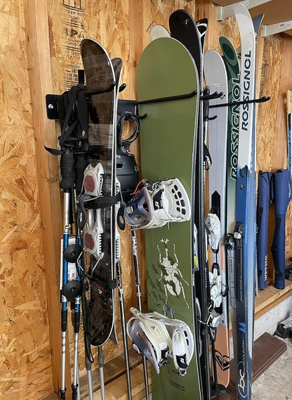 Wall Mount Ski Storage Rack, Garage Snowboard Storage Organizer 4 Pairs Metal - Image 7