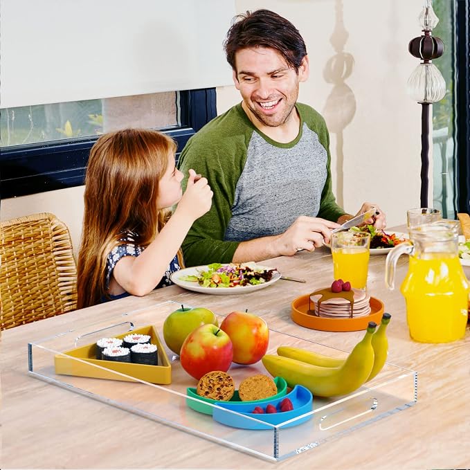 NIUBEE Acrylic Serving Tray 12x20 Inches -Spill Proof- Clear Decorative Tray - Image 7