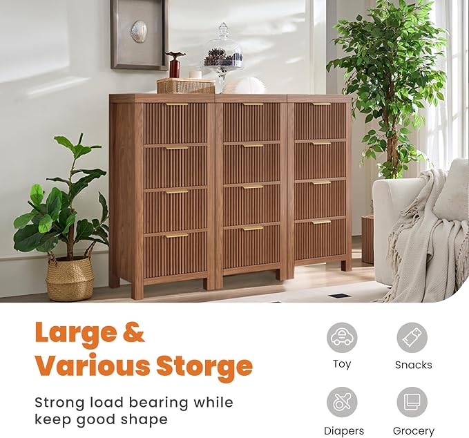 Mid-Century Modern Tall Wooden Dresser - Image 4