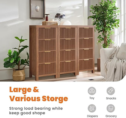 Mid-Century Modern Tall Wooden Dresser - Image 4