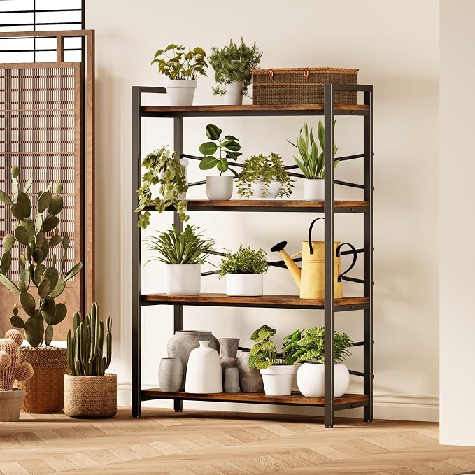 4 Tier Bookshelf 31.49" Width, Tall Book Shelf Storage and Organization - Image 5