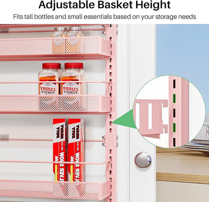 SNTD 8 Tiers Over the Door Organizer, Height Adjustable Spice Rack, Dense Mesh - Image 4