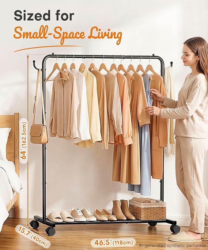 Homde Heavy Duty Clothes Rack: 120lb Standing Garment Storage - Image 3