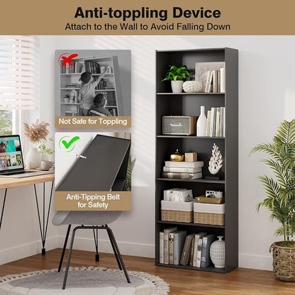 Tangkula 5-Tier Bookcase, 67” Tall Freestanding Bookshelf - Image 6