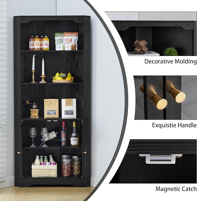 Mid-Century Modern 70" H Tall Coner Storage Cabinet - Image 5