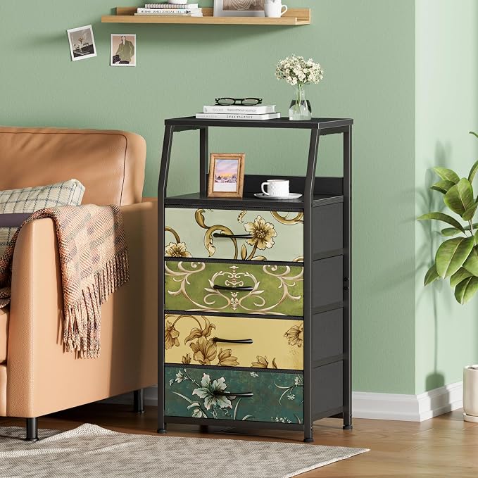Furnulem Retro Small Dresser for Bedroom, Tall Nightstand - Image 2