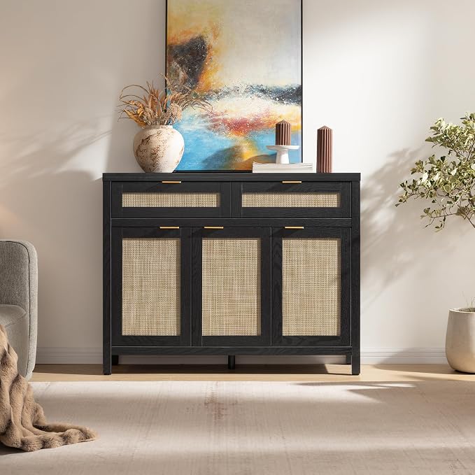 SICOTAS Rattan Sideboard Buffet Cabinet - Image 8
