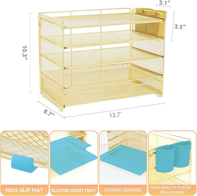 LEKETREE Desk Organizers and Accessories, 5-Tier Paper Letter Tray Organizer - Image 2