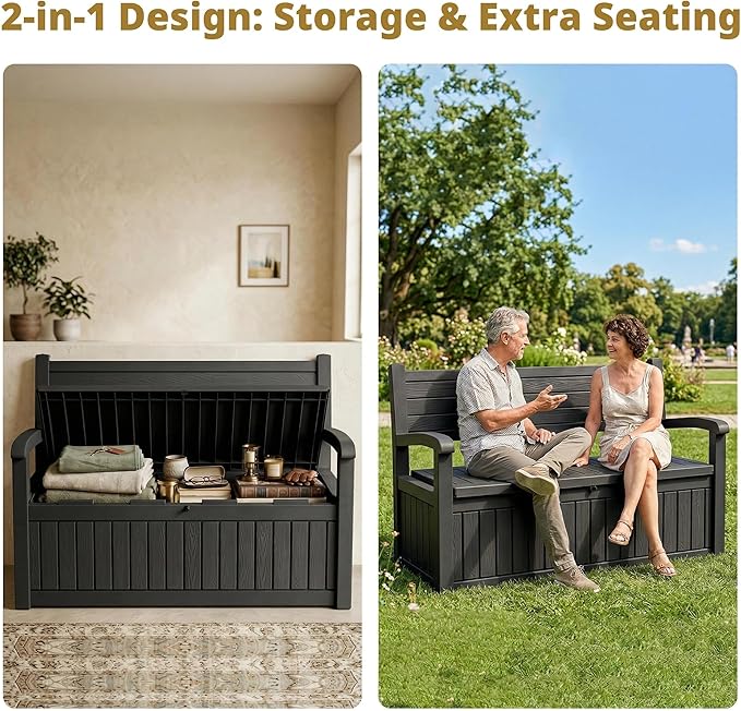 EFU Outdoor Storage Bench, Outdoor Bench - Image 2