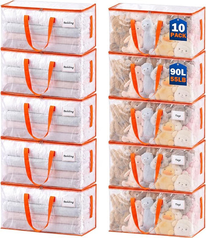 KYODOLED 10-Pack Clear Moving Bags Heavy Duty Extra Large, Storage Totes by KYODOLED