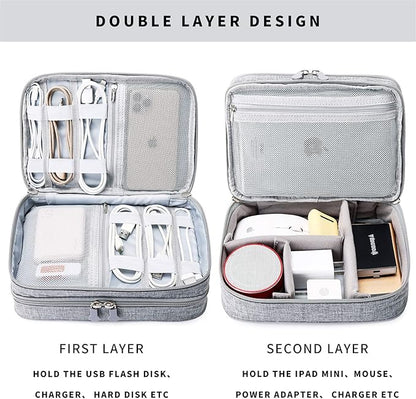Lanola Travel Cable Organizer Bag, Electronic Accessories Case Portable Double - Image 4