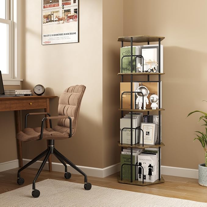 SUNMORY 4 Tier Rotating Bookshelf Tower, Revolving 360 ° Spinning Bookcase | - Image 6