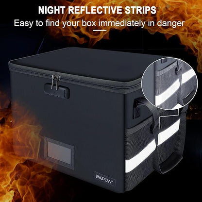 ENGPOW File Box with Lock, Fireproof Document Box with Pockets, Collapsible - Image 6